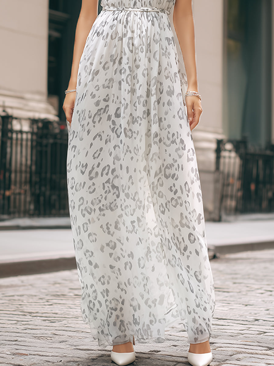 Halter Neck Printed Flowing Maxi Dress